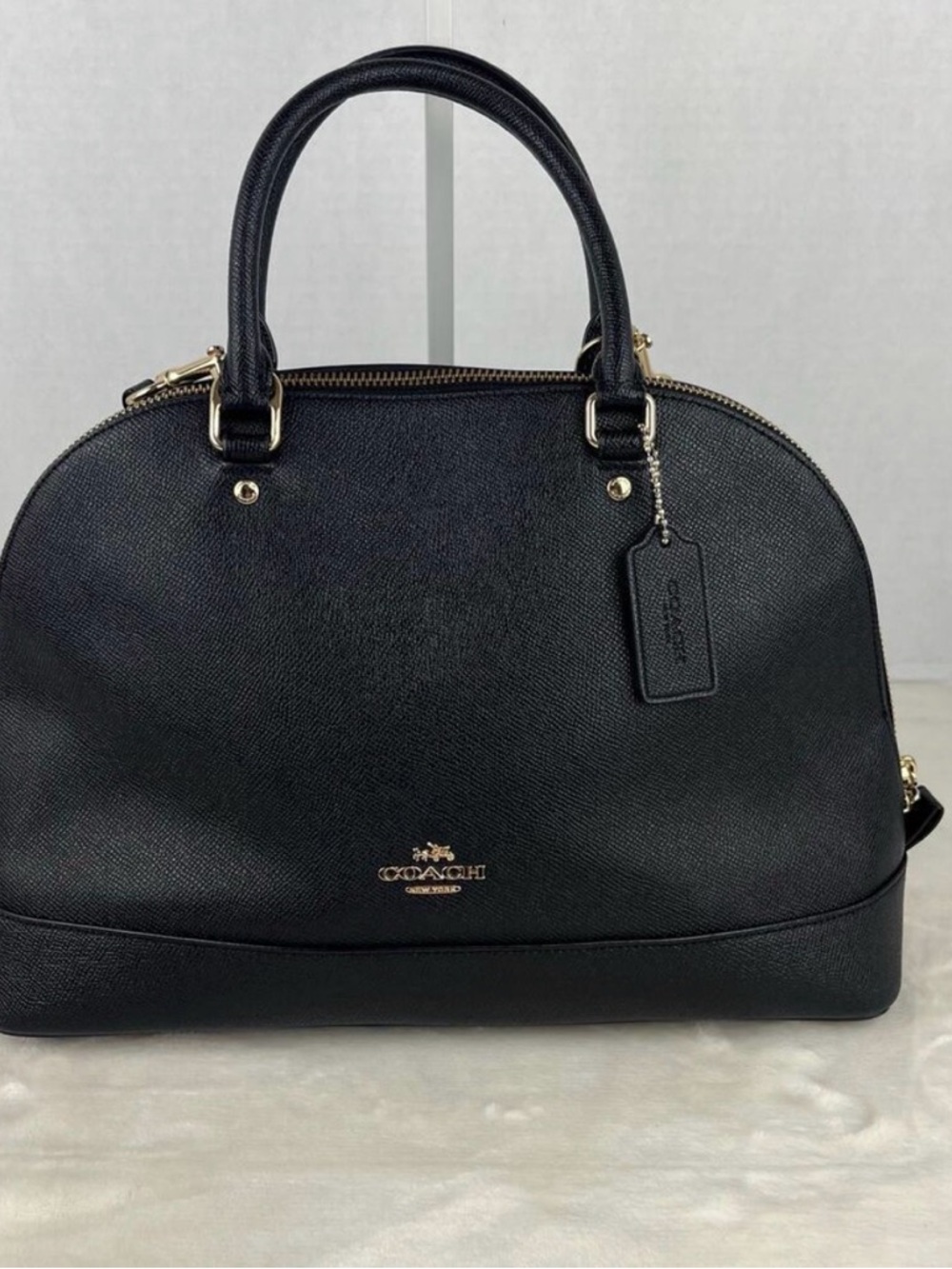Make offer! Coach Sierra Black crossgrain Leather Dome Satchel and Gold Hardware